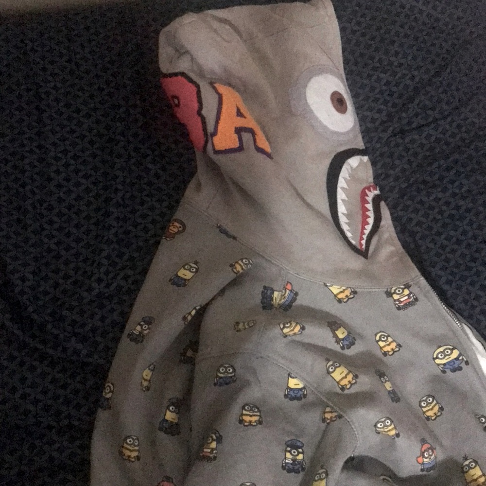 minions x bape colab grey bape hoodie